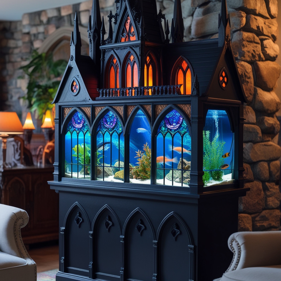 Gothic Aquarium: A Mysterious Blend of Dark Aesthetics and Aquatic Elegance