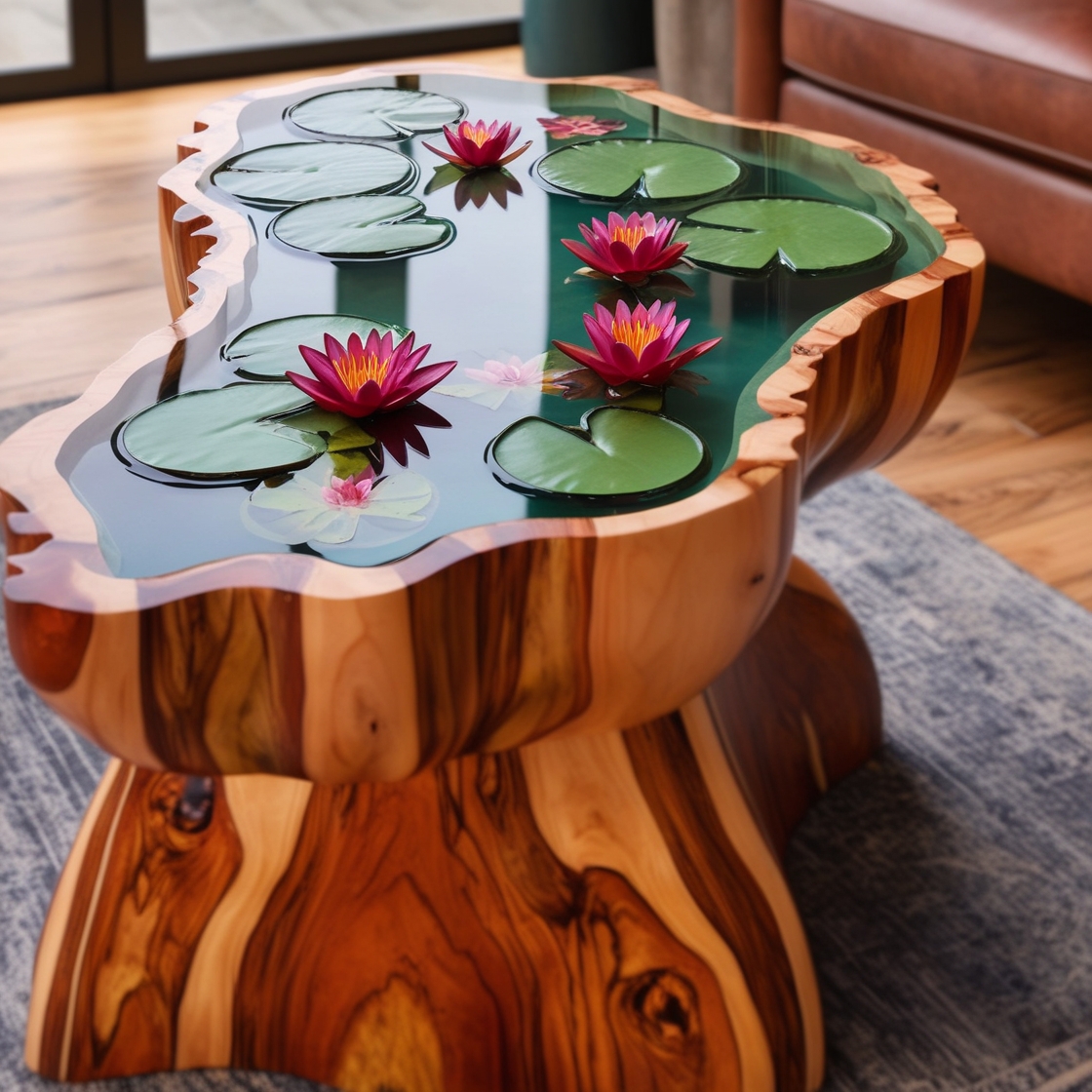 Wood and Epoxy Pond Coffee Tables: A Stunning Fusion of Nature and Art