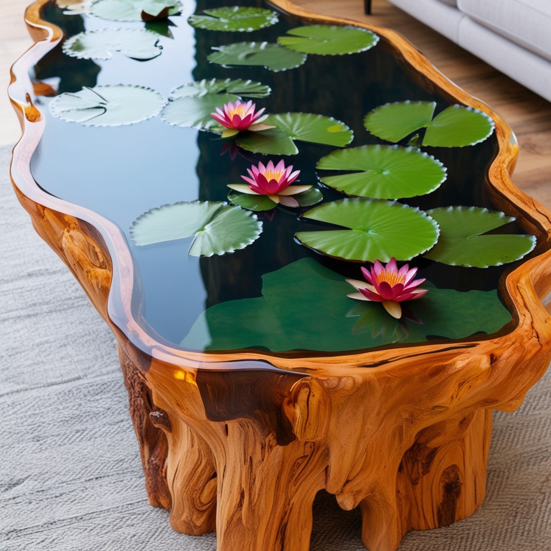 Wood and Epoxy Pond Coffee Tables: A Stunning Fusion of Nature and Art