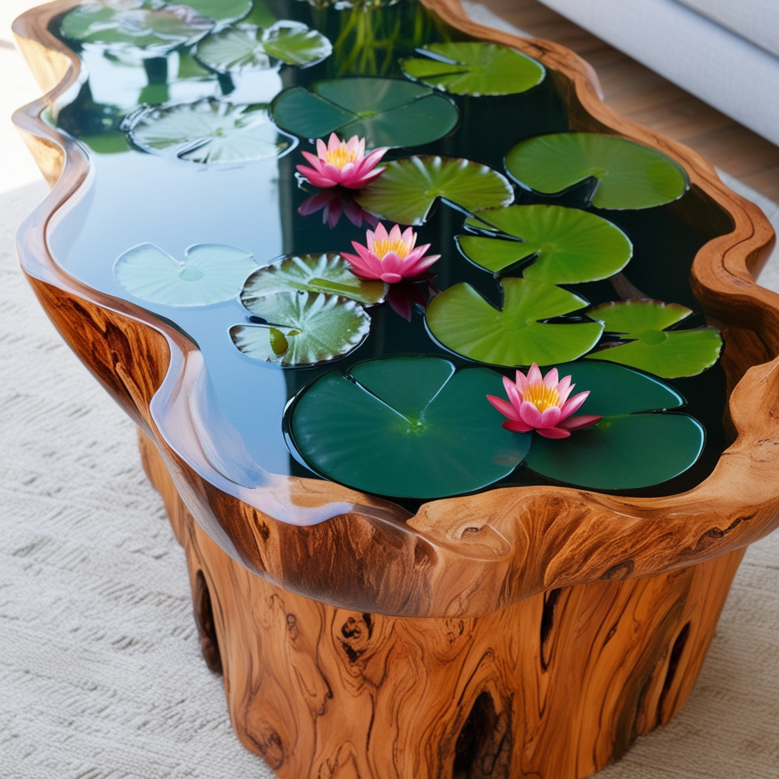 Wood and Epoxy Pond Coffee Tables: A Stunning Fusion of Nature and Art